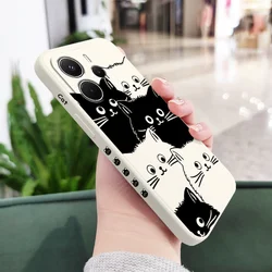 Charming Cat Cluster Liquid Silicone Phone Case for Redmi Note 11S 5G (White)