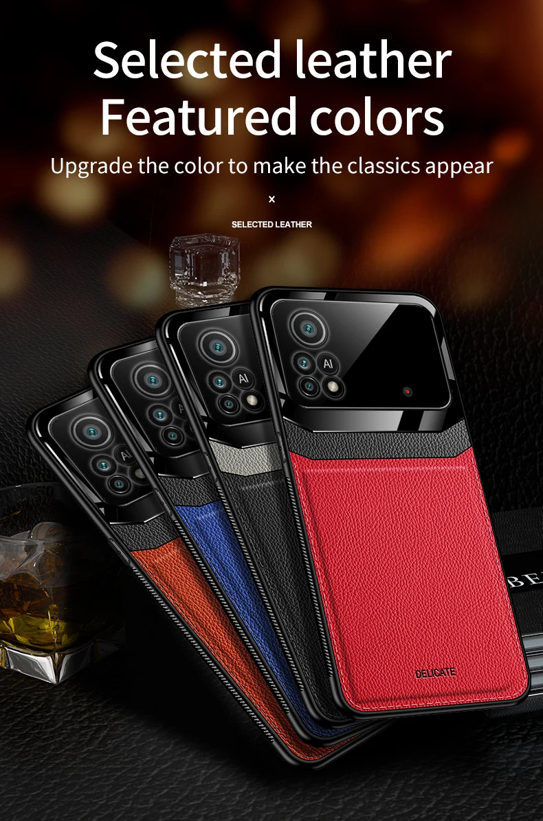 KEYSION Moda Custodia Antiurto per POCO X4 Pro 5G PU Pelle Specchio Vetro Molle Del Silicone Del Telefono Della Copertura Posteriore per Xiaomi POC_voghion.com