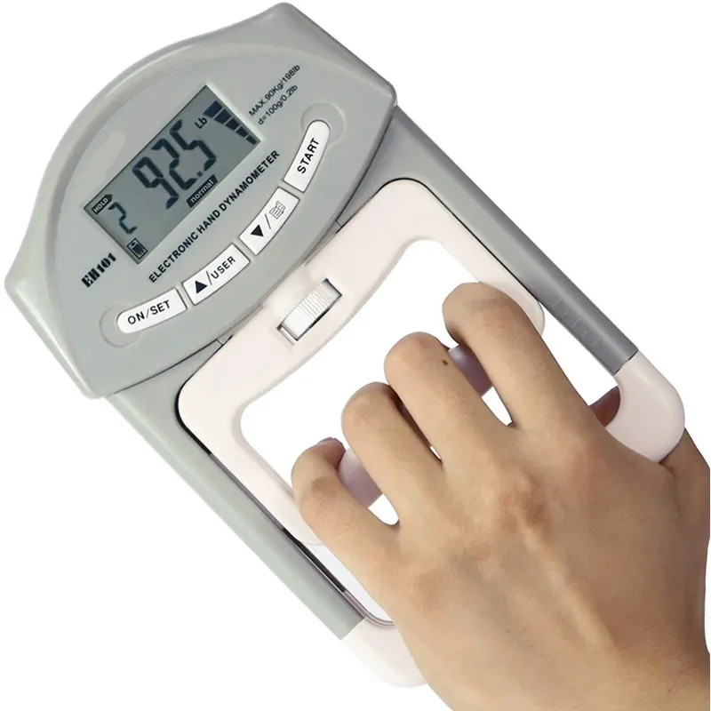 Digital Hand Dynamometer Grip Strength Measuring Gauge Automatic Recording Electronic Handle Power 180 lbs/90 kg, Black