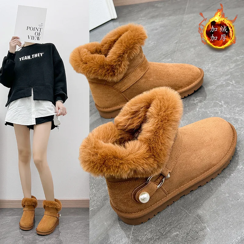 

Ankle Boots Women 2024 New Warm Winter Fashion Flats Snow Cotton Shoes Lady Fashion Casual Comfortable Short Plush Fur Boots