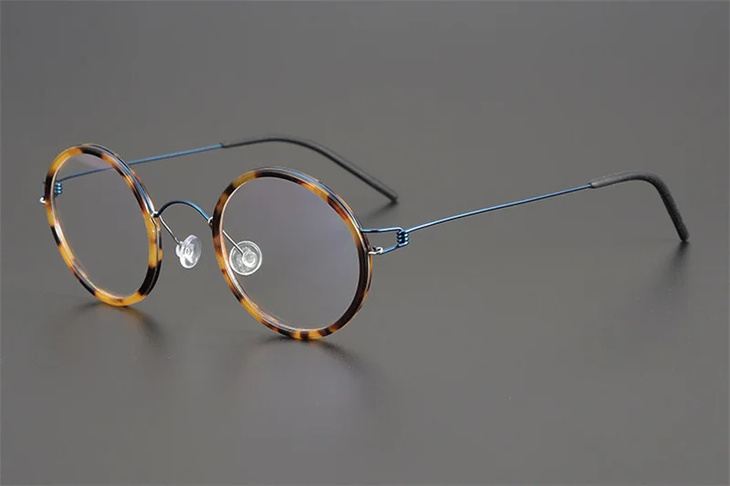 Dänemark Marke Runde Brille Rahmen Titan Acetat Brillen Männer Frauen Schraubenlose Kreis Ring Brillen Ultraleicht Design Brille – Detail 36