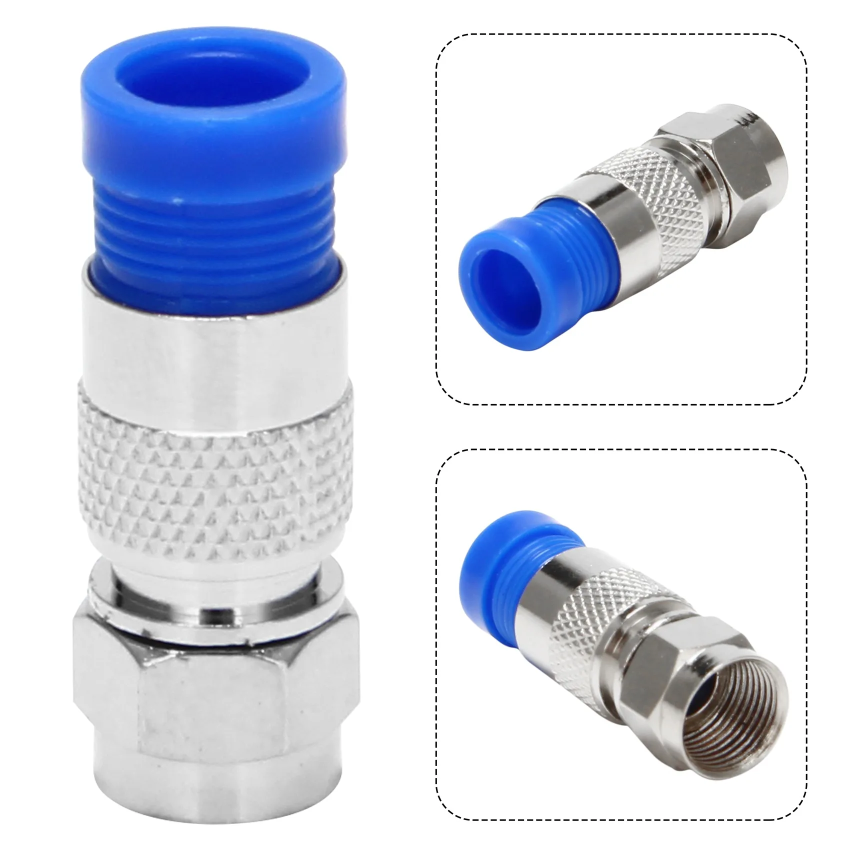 

Rg6 F Type Connector Coax Coaxial Compression Fitting 20 Pack (Blue)