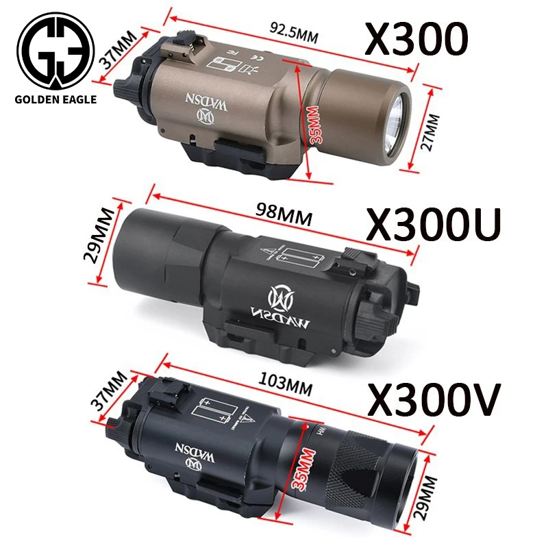 

Surefir X300 X300U X300V Flashlight WDASN Tactical Airsoft Pistol Glock G17 Hunting Weapon Scout Light Mlok/Picatini Rail Switch