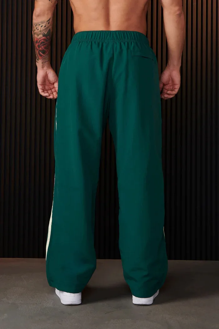 2025Ya Men's Sports Pants Double Strip Splicing Printed Casual Pants Gym Fitness Mid Waist Straight Leg Pants 2