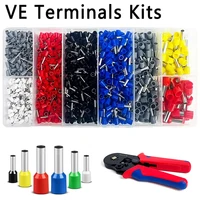 200-1900Pcs Electrical Tube Insulated Terminal VE Tubular Crimp Terminals Wire Cable Connector Ferrules Terminal Connectors 1