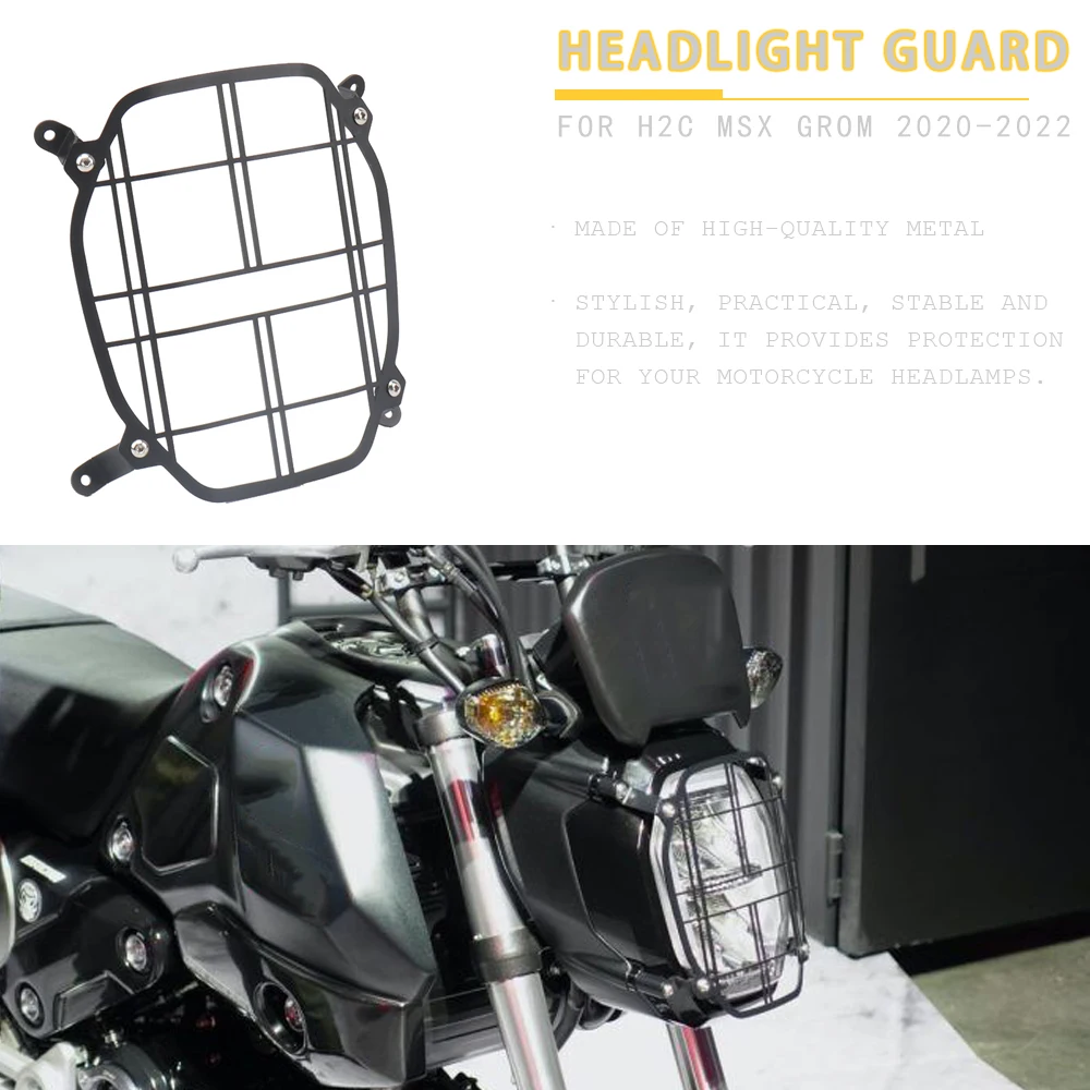 

For Honda H2C MSX GROM 2020 2021 2022 Accessories Motorcycle Headlight Guard Head Metal Grill Cover Protectors H2C Msx Grom