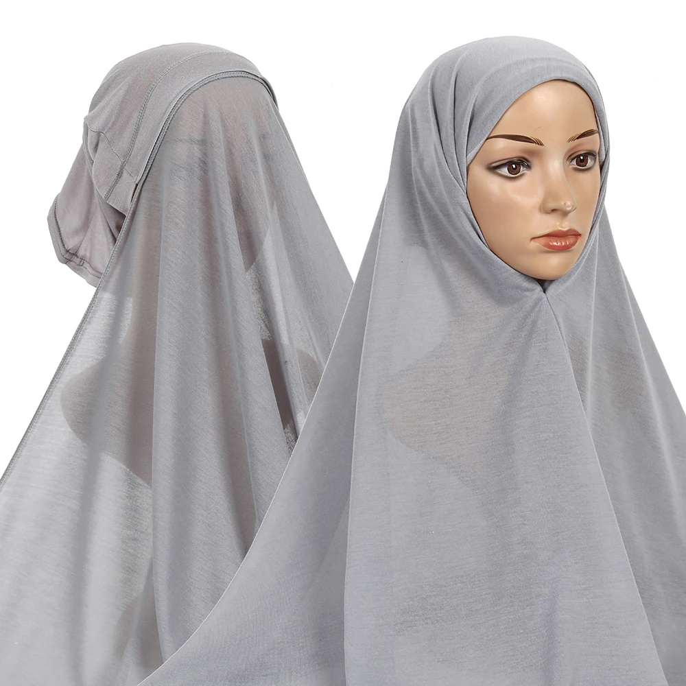 Muslim Women Jersey Hijab With Cap Bonnet Instant Jersey Hijabs for Women Plain Shawl Head Scarf Under scarf Caps Cover Headwrap