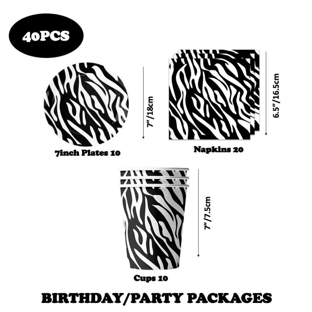 

Zebra Theme Party Set Plate Napkin Cup For Wedding Baby Shower Anniversary School Birthday Wedding Party Table Decorations