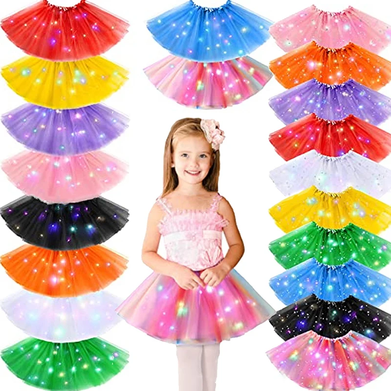 LED Glowing Light Tutu Skirts Fairy Costume Girl Kids Light Up Skirt