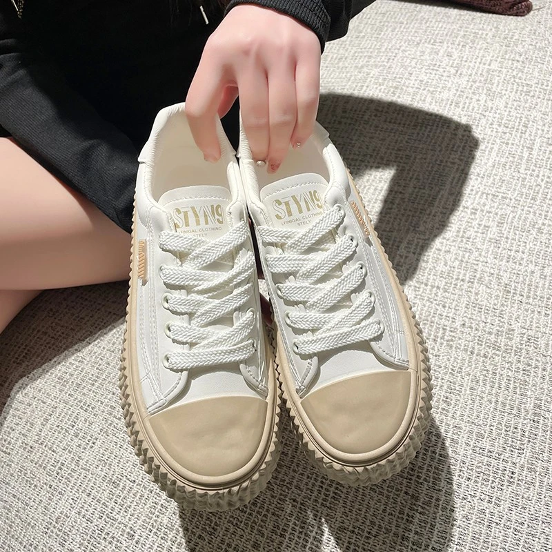 

Кеды женские с высоким верхом, Вулканизированная плотная подошва, повседневные дышащие кроссовки, на шнуровке, корейский стиль, большие размеры, 2023