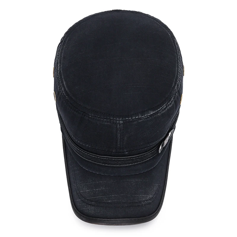 Mens Adjustable Fitted Thicker Cap Winter Warm Hat sunshade ear caps Classic Vintage Washed cotton Military Caps Flat Top 5 S3acb4c76a88b498584546f3beb0b4a10c