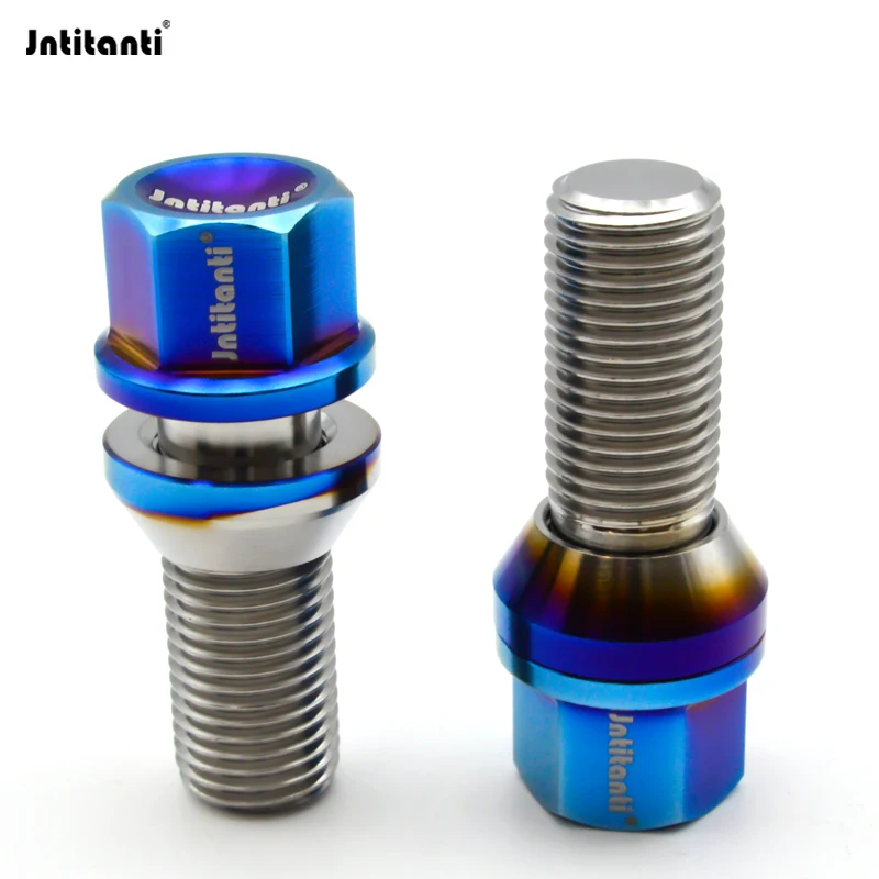 Jntitanti Gr.5 titanium Ti-6Al-4V 17 Hex cone seat wheel rim bolt screws M14*1.5*28/35/40/45mm for refitted VW AUDI etc.