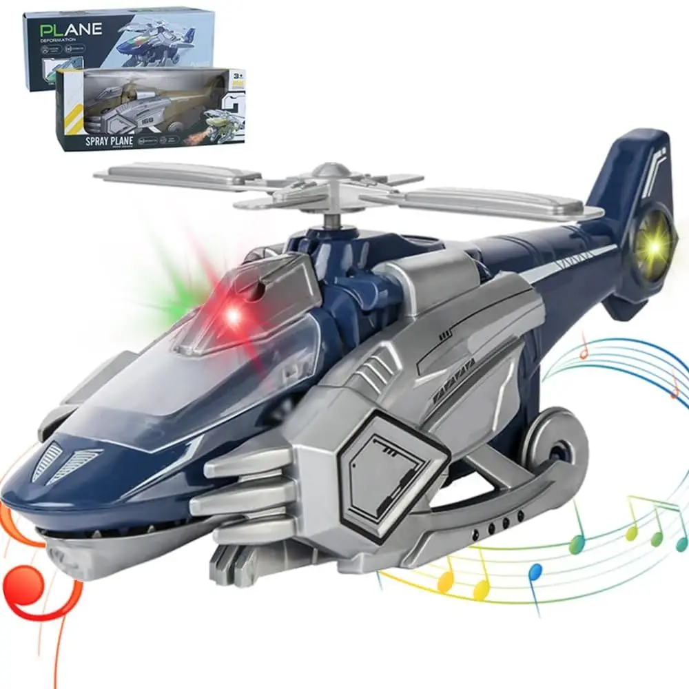 

with Music Transforming Helicopter Toy New LED Plastic Electric Dinosaur Toy Automatic Mist Spray Helicopter Toy Kids Gifts