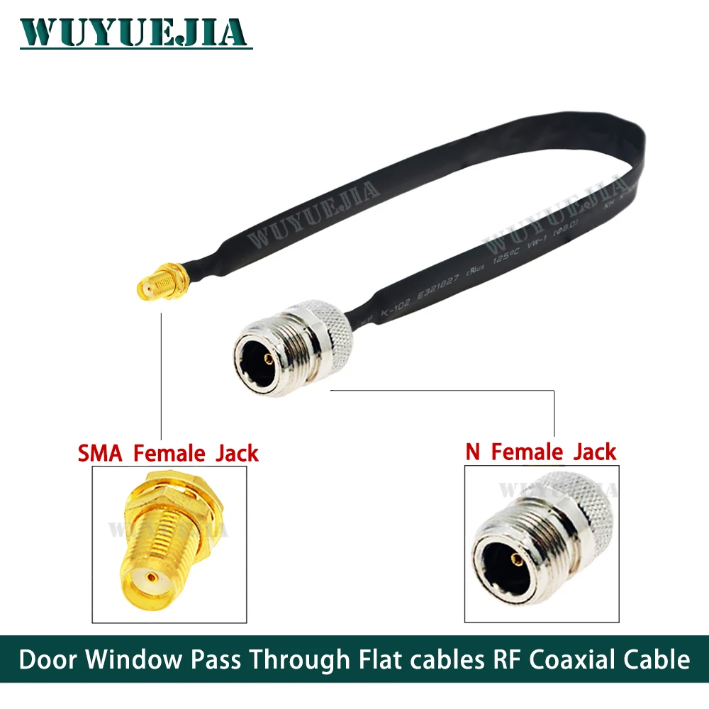 

L16 N Female Jack to RP-SMA Female / SMA Male Door Window Pass Through Flat RF Coaxial Cable SMA N 50Ohm Pigtail Extension Cord