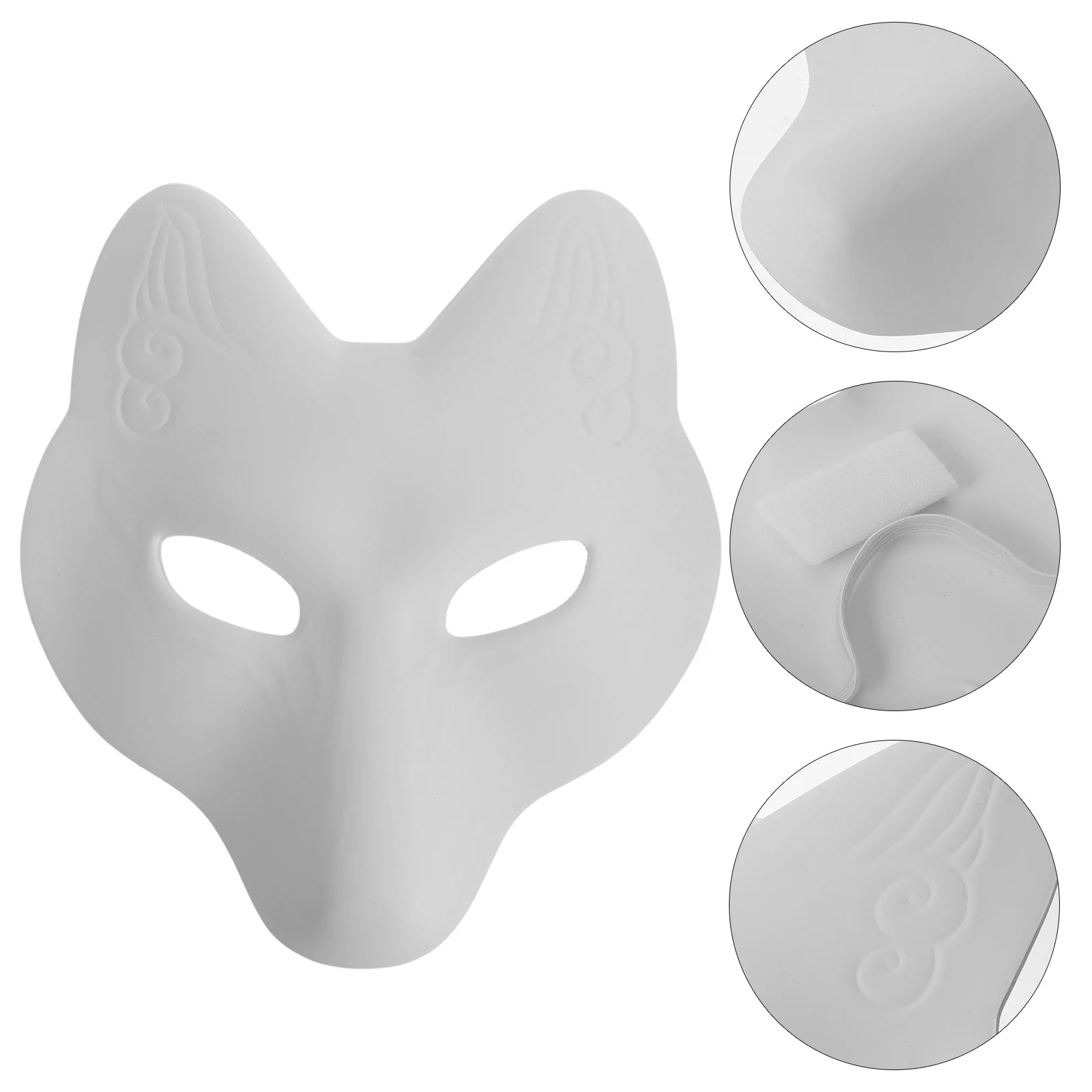 Mask Masks Fox Masquerade Halloween Costume Cosplay Blank Cat Diy White Animal Eye Wolf Therian Party Face Half Paper Japanese