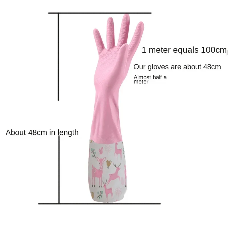 Dishwashing Gloves Warm Rubber Waterproof Kitchen Washing Dishes Housework Gloves Women's Waterproof Cleaning dishwashing gloves,cleaning gloves