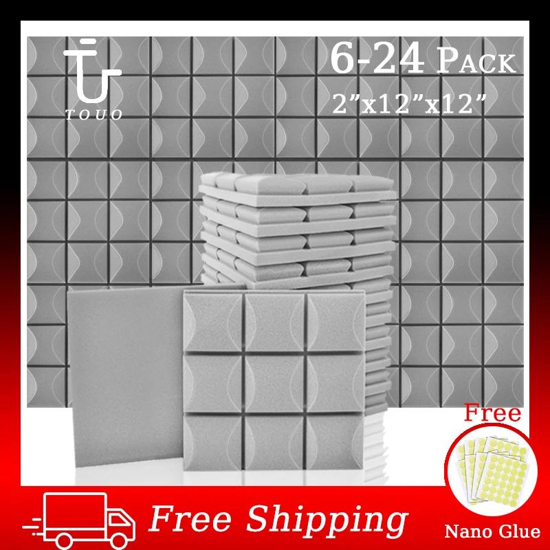 

TOUO 6/12/24Pcs Acoust Foam Panel Studio Soundproof Sponge Sound-Absorbing Noise Protective Foam KTV Room Treatment Panel