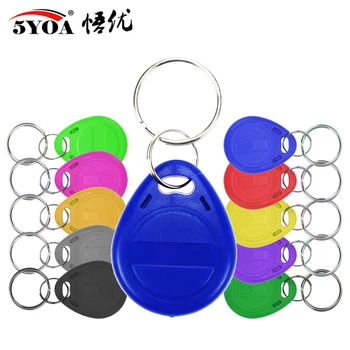 5YOA 100pcs 125KHz T5577 Keyfobs Rewritable Duplicate Tag 5200 Proximity Copy Access Card ID Token Ring RFID Cloner Keychain 1