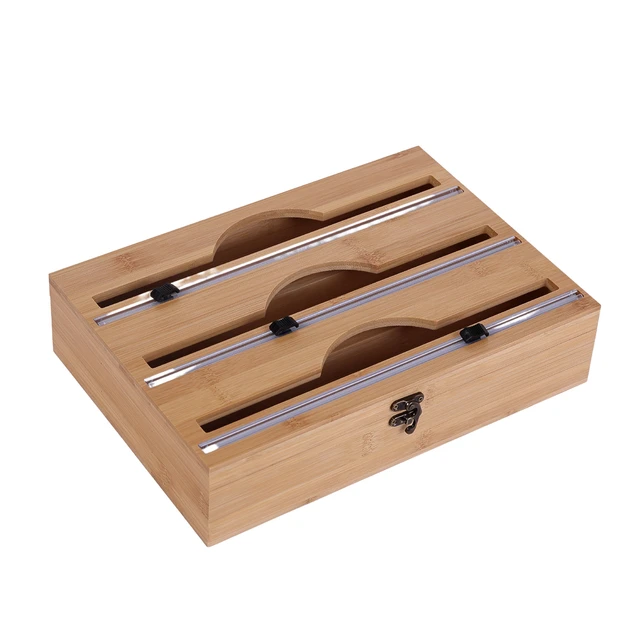 Bamboo Ziplock Bag Storage Organizer and Dispenser for Kitchen