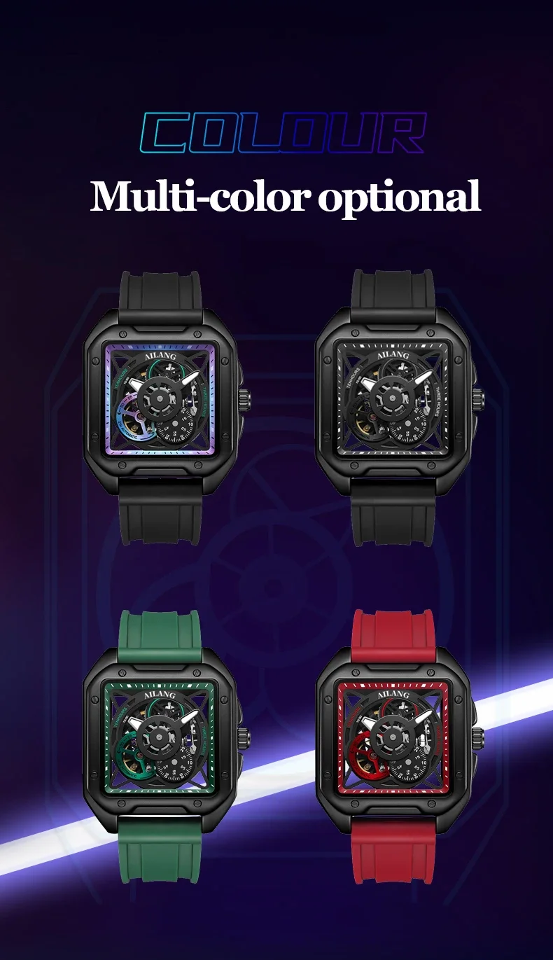 AILANG 2025 Herren Skelett Automatik-Mechanische Uhr Leuchtend Wasserdicht Quadratisches Großes Zifferblatt Modische Herrenuhr 41mm Zifferblatt – Detail 16
