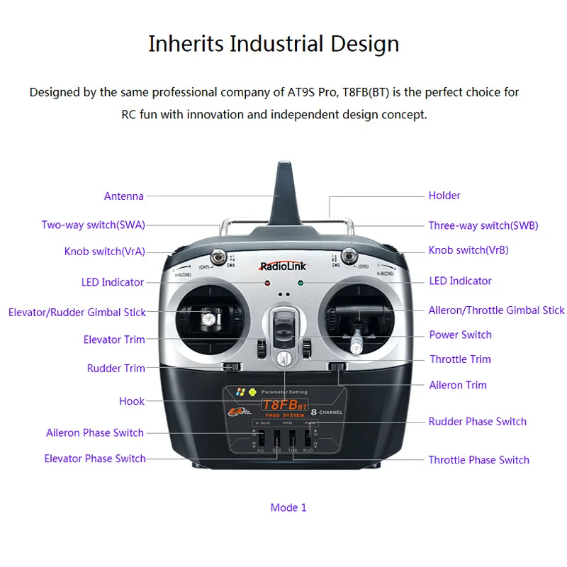 Radiocommande RC 8 canaux 2.4GHz T8FB avec récepteur R8EF