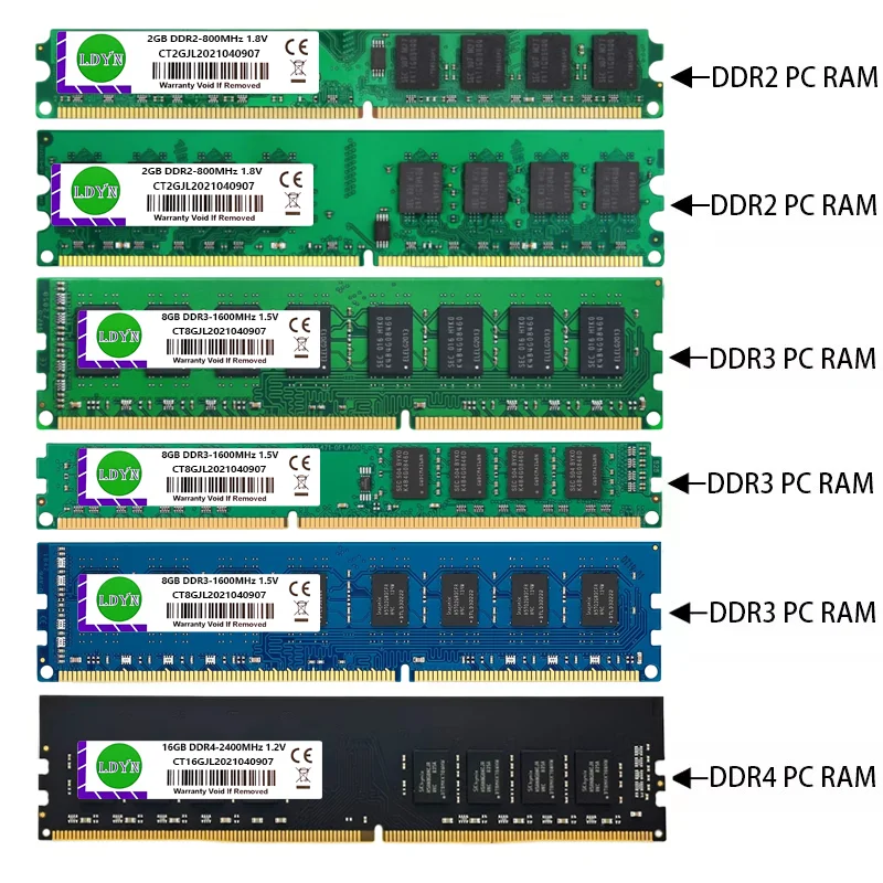 LDYN DDR2 DDR3 DDR4 2GB 4GB 8GB 16GB Memoria Ram 667MHZ 800MHZ 1333MHZ 1600MHZ 2400MHZ 2666 Пам'ять Desktop RAM PC3 PC4 RAM 8GB