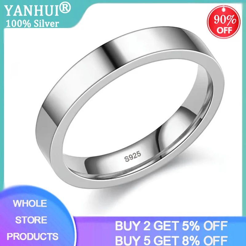 4mm Smooth Glossy Real Tibetan Silver Unisex Wedding Band Rings for Women Men