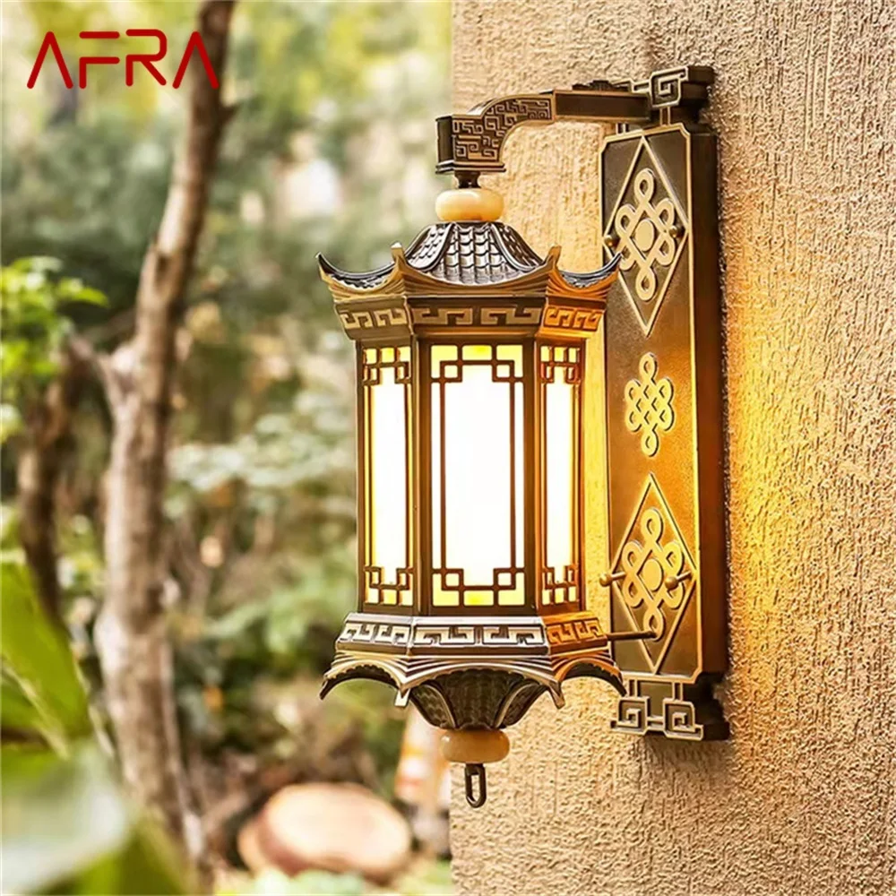 

AFRA Outdoor Wall Lamps Bronze Lighting LED Sconces Classical Waterproof Retro for Home Balcony Decoration