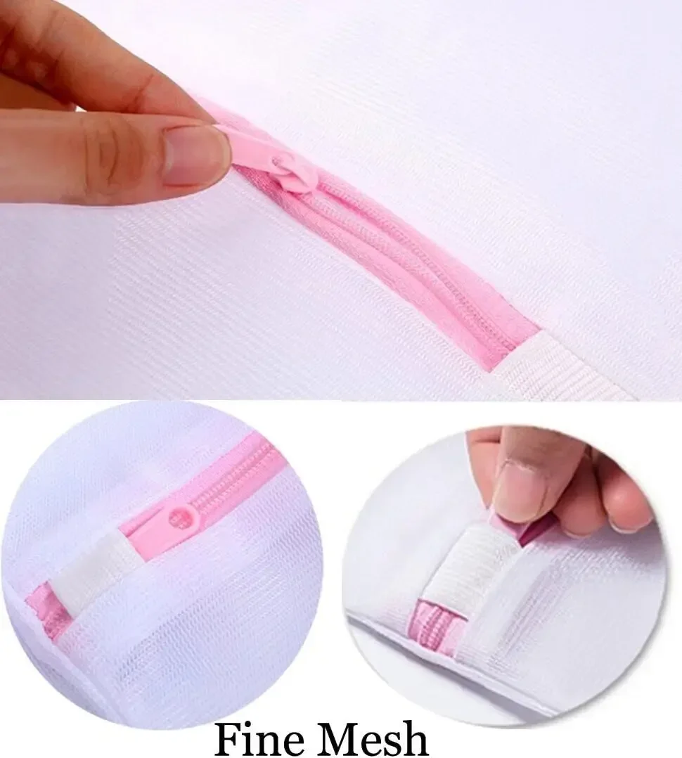 3pcs Fine Mesh Laundry Bags Travel Net Wash Bags Lingerie for Washer Dryer Delicates Bras Underwear Socks Mask Blouse Silk