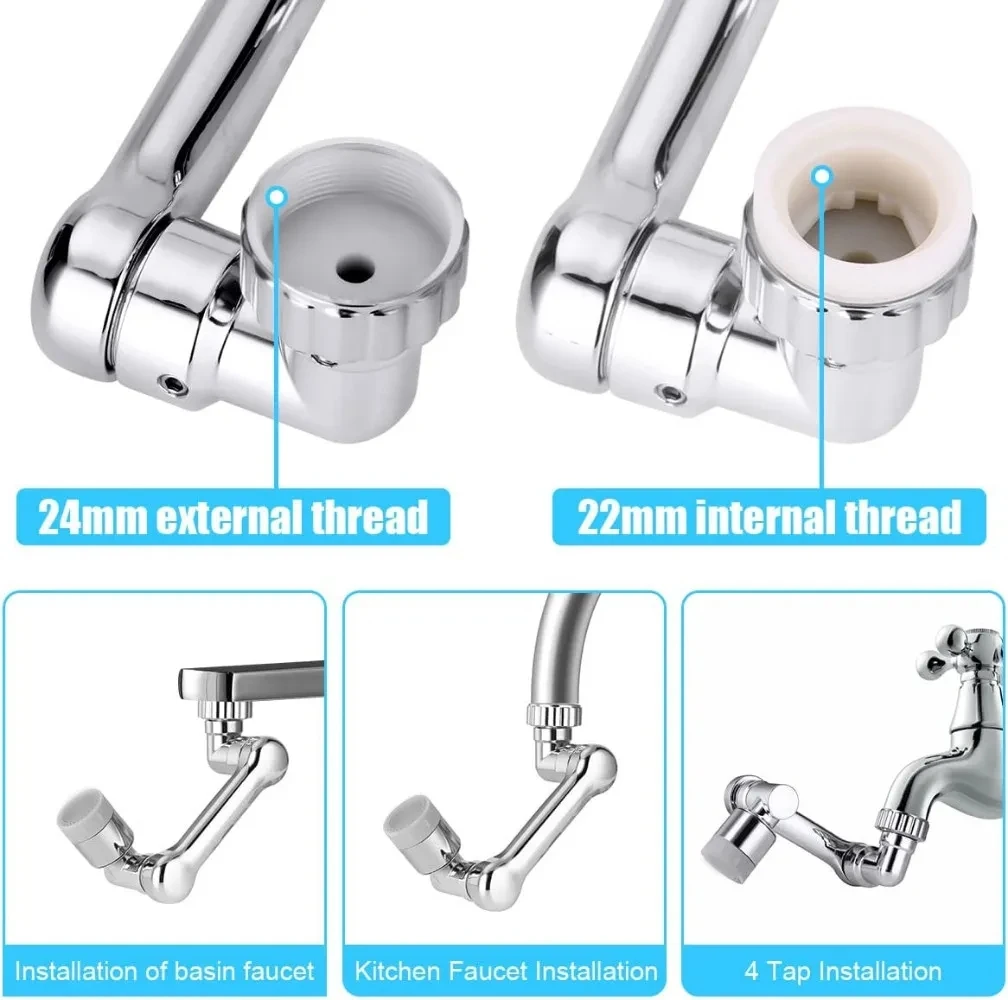 S3acc1a2c8cb3480791ef23a97b4032c3D Pressurized Kitchen Sink Waterfall Faucet Bubbler Splash-proof 4 Modes Spout Bathroom Basin Tap Extender Water Saving Adapter