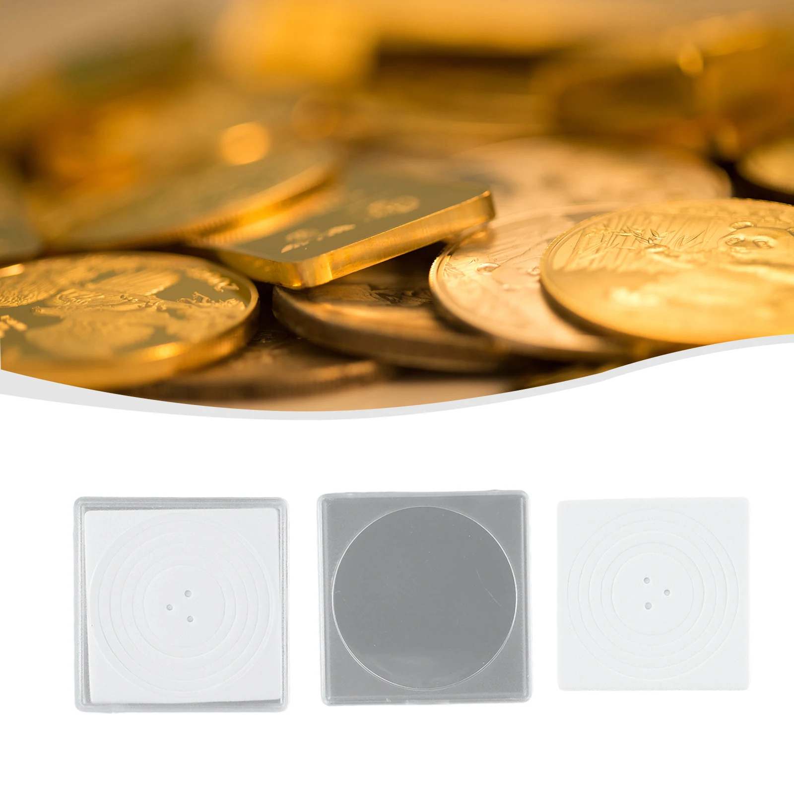 

20pcs Square Coin Capsules With Spacers Mini Storage Box Collecting Box Organizers For Coin Household Supplies 4.8 X 4.8 X 0.7cm