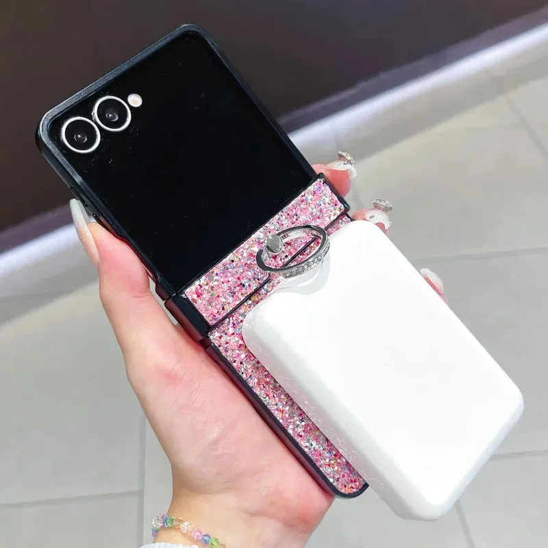Shining Glitter Magnetic Ring Fold Bracket Case