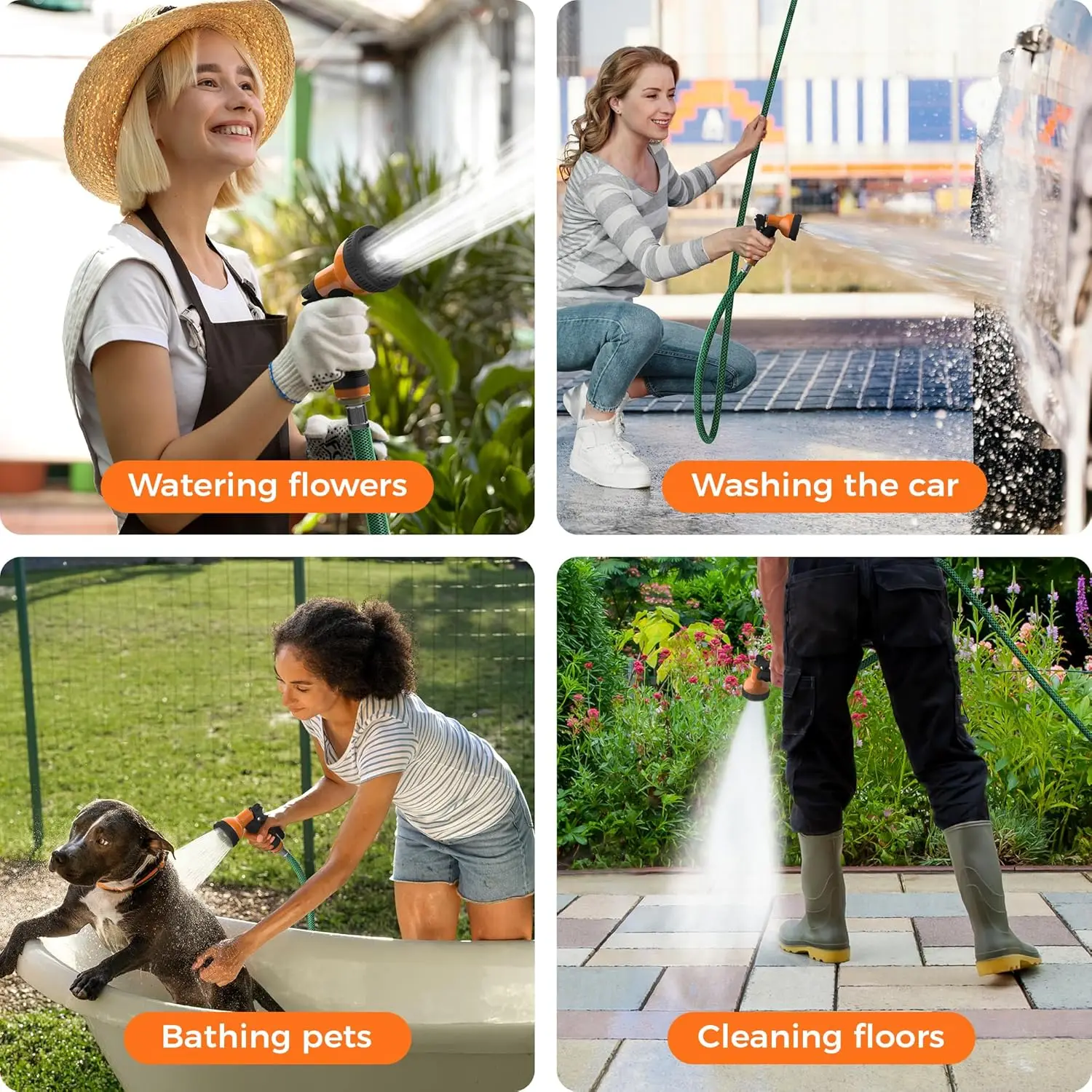 Heavy Duty Retractable Garden Hose Reel 1/2 in x 100 ft, Auto-Rewind & Any Length Lock,180° Swivel Wall Mount, 10 Spray Patterns