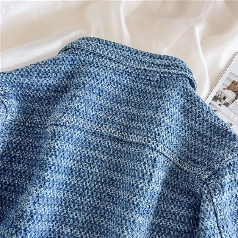 جاكيت دنيم نسائي أنيق بتصميم ريترو، كارديجان قصير، ملابس خارجية نسائية جديدة لربيع وصيف، نمط كوري شعبي