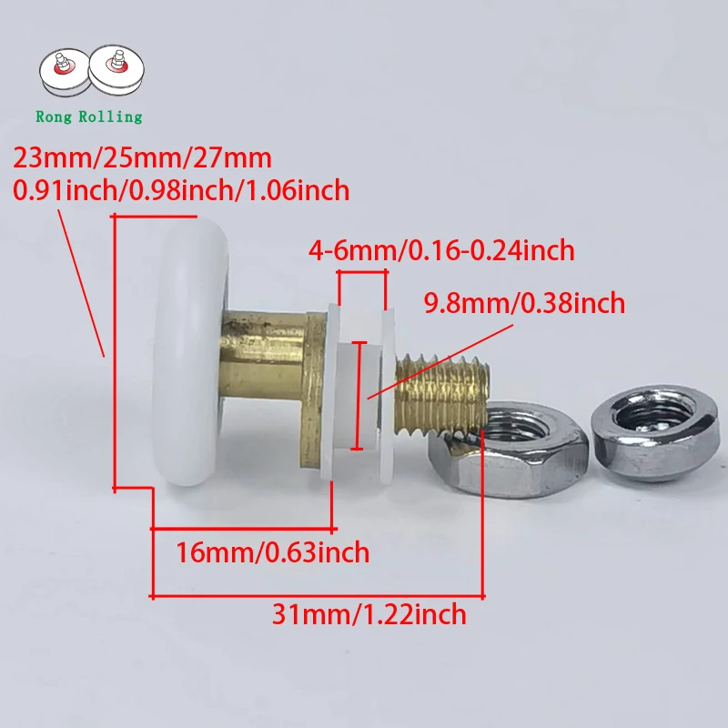 Shower Door Rollers Sliding Door Roller Shower Room Pulley Shower Room Rollers shower door roller diameter 23mm,25mm, 27mm with Eccentric copper shaft,Bathroom glass door rail wheel rollers,hanging rollers.