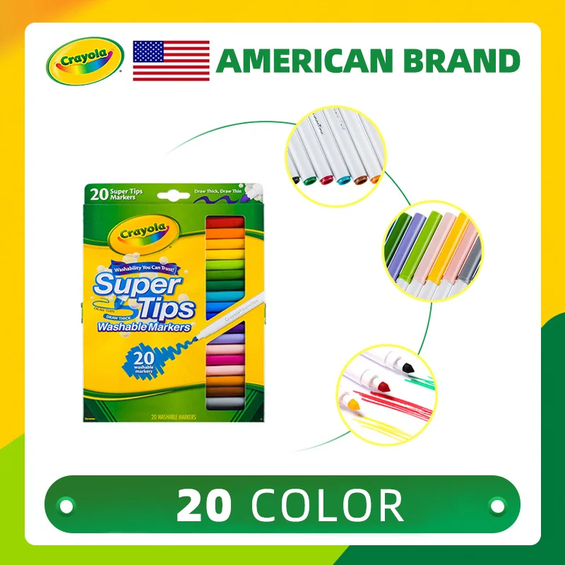 2 Packages Crayola Super Tips 20 Count Draw Thin Or Thick Washable Markers