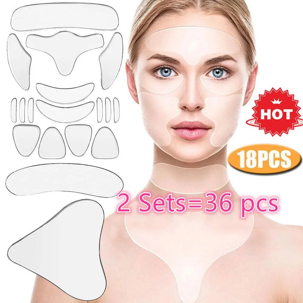 

2x Reusable Anti Wrinkle Eye Chin Forehead Skin Care Pads 100% Medical Grade Silicone Reusable Face Lifting Invisible Patches