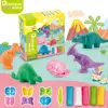 Yeahbo Playdough Sets for Kids, Modelling Clay, Air Dry Clay with 6 Dinosaur Mold, Polymer Clay Set, Play Dough Dinosaur Toys 2