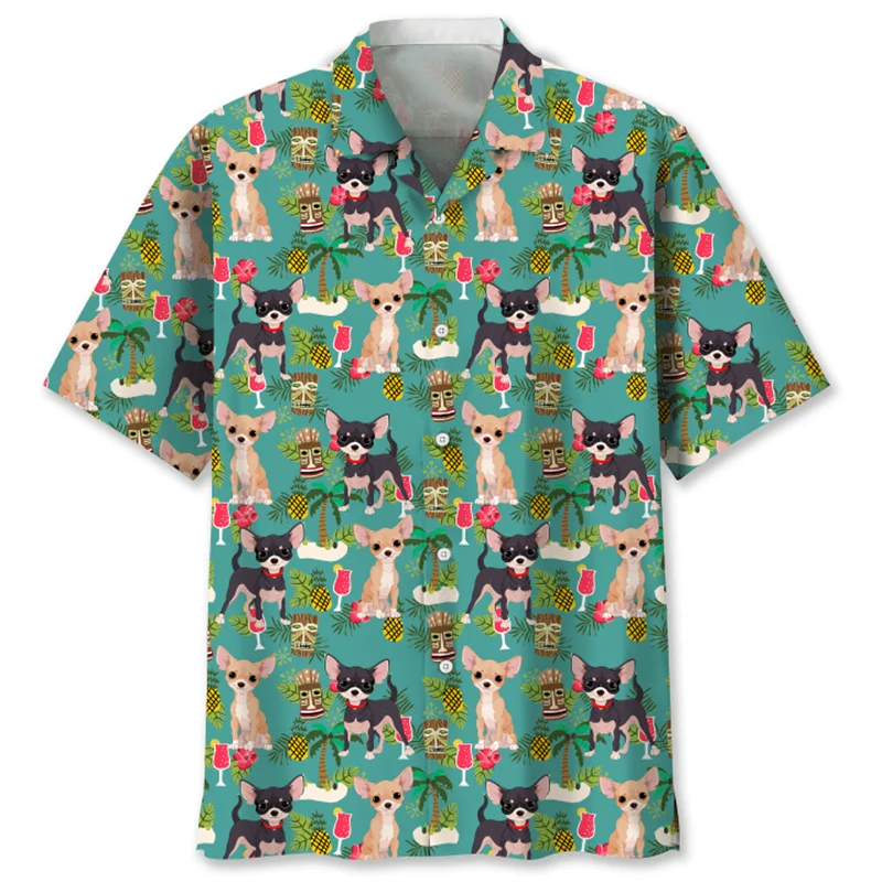 

Cute Pets Dog Graphic Hawaiian Shirt Men Women Summer Street 3d Animal Printed Shirts Lapel Short Sleeves Loose Button Blouse