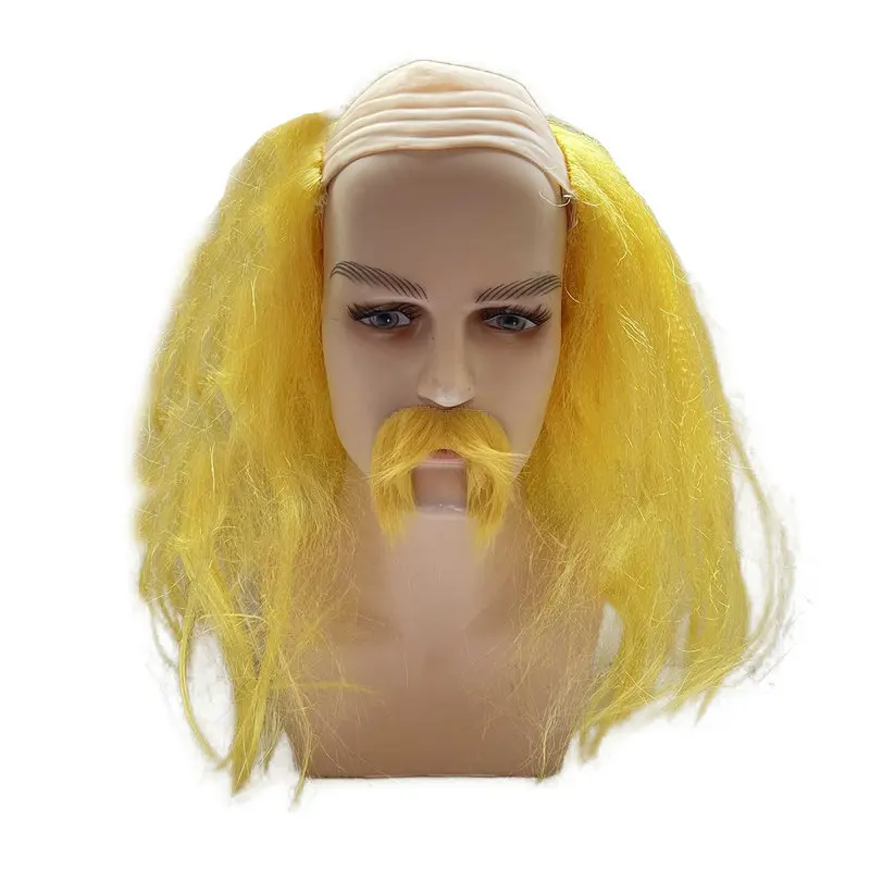 Funny Prom Party Wig Headdress Bald Wig Beard Quirky Beard Party Cosplay Props