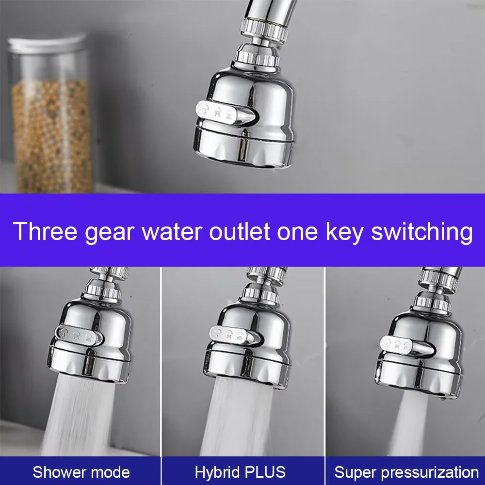 Universal Kitchen Faucet Shower Extender Filter 360 Rotation Extension Tube Nozzle Adapter Sink Swivel Tap Head for Water Saving 3