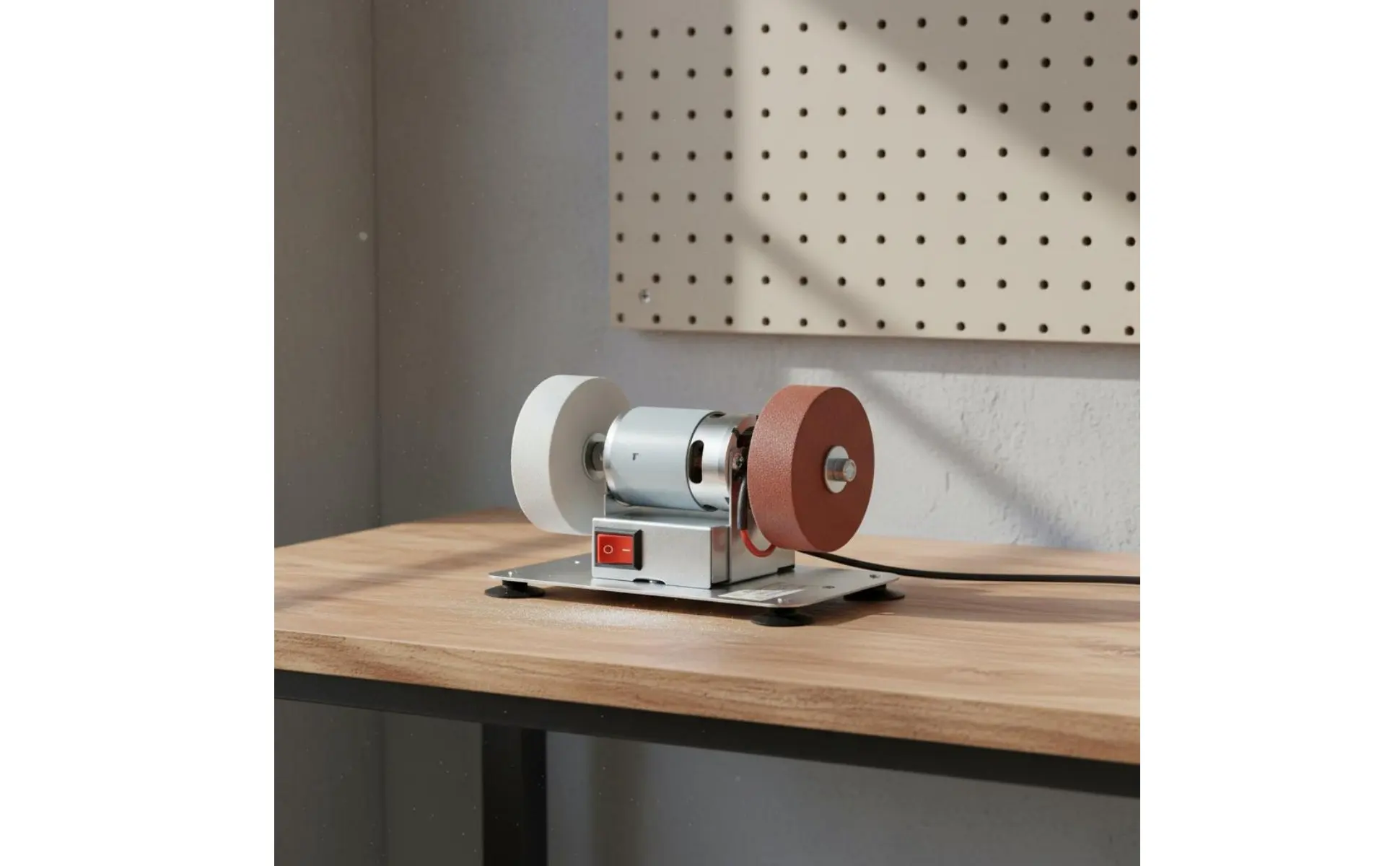 Mini Electric Bench Grinder Stable Performance Mini Bench Grinder Small Polishing Machine Low Noise for Garage, Craft Room