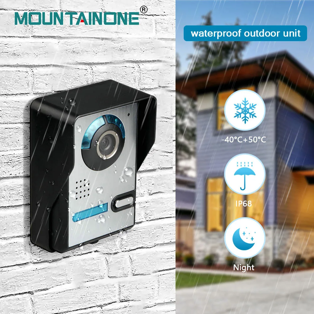 Video Door Phone Doorbell Intercom System 1000TVL Weatherproof Camera Unlock Only Outdoor Station