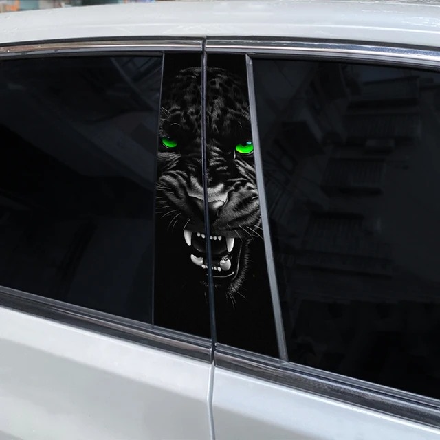 2pcs Ferocious Animal Car Sticker Car B Pillar Decal Waterproof Vinyl Car Door Pillar Sticker Diy Modified Car Styling Sticker 2