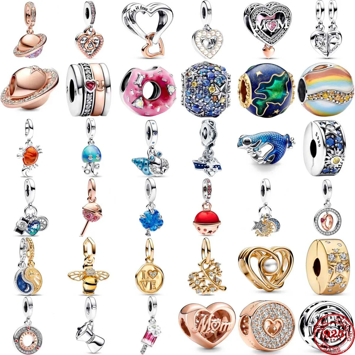 

New 925 Silver Crab Jellyfish Shell Lollipop Popsicle Charm Bead Fit Original Pandora Bead Bracelet Fashion DIY Woman Jewelry