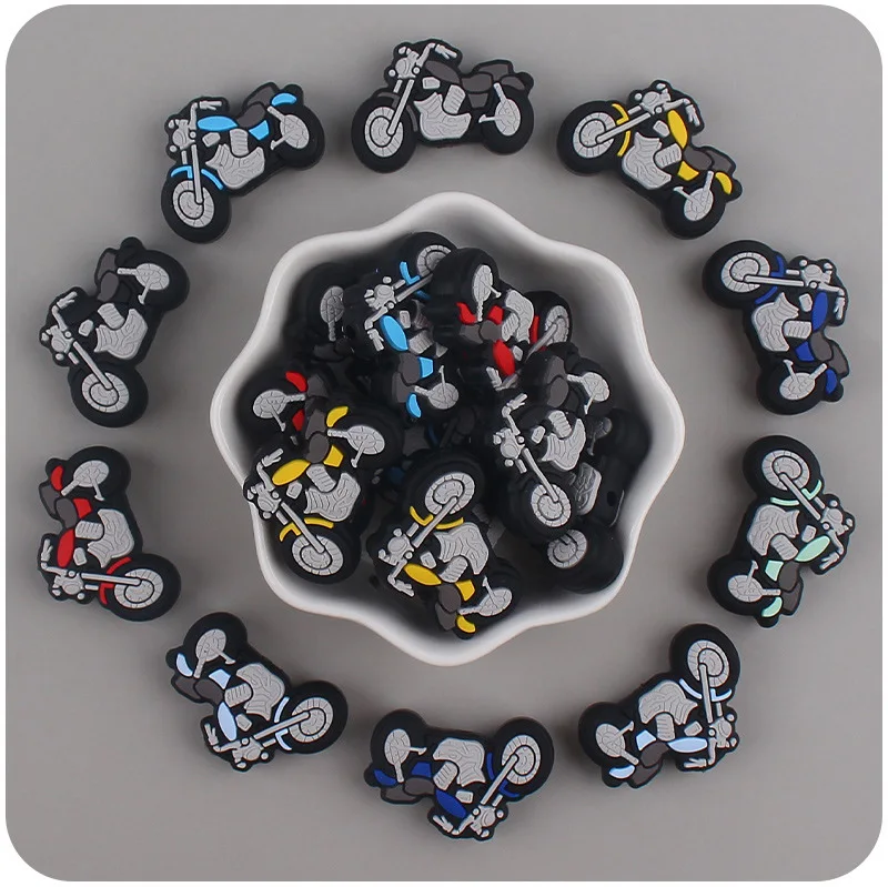 Kawaii Gifts 10PC/lot Baby Silicone Motorcycle Beads Baby DIY Teething Pacifier Chain Necklaces Accessories Safe Nursing Chewing 1