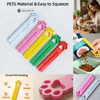 Spremi-cibo per animali domestici a forma di gatto, maniglia ergonomica in PET, universale per tutti i sacchetti di mangime, portatile, durevole, facile da pulire
