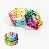 MJP014 Nail Art Tools Glass Acrylic Powder Liquid Nail Crystal Cup With Lid, Aurora Colorful Design Bowl Cup Container 2