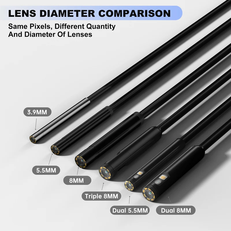 Triple Lens WIFI Endoscope HD1080P Single Dual Lens Wireless Pipe Inspection Borescope Camera Car Check Waterproof LEDs 2600mAh 3