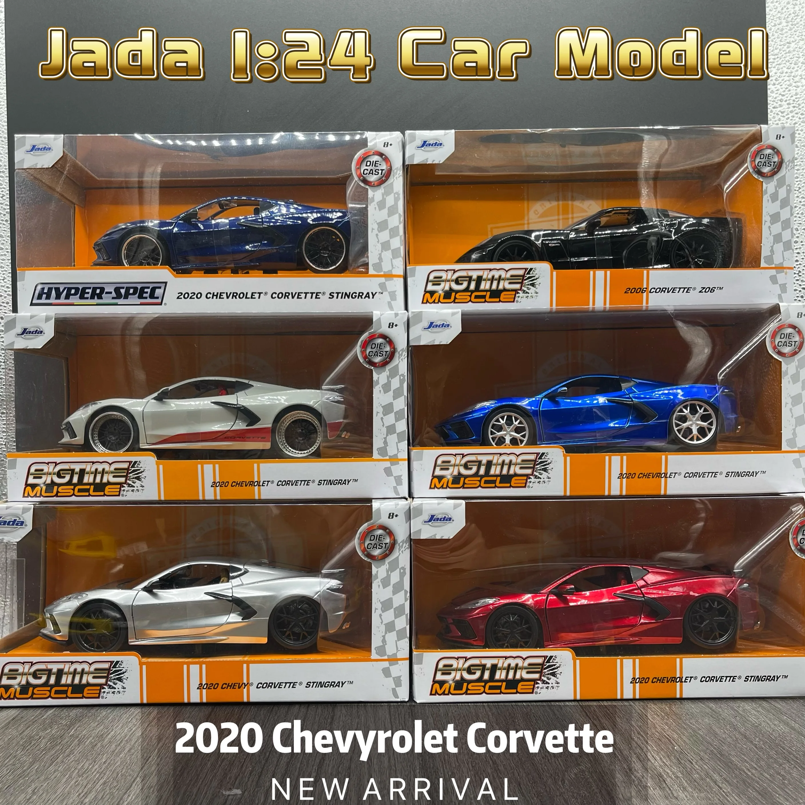 Jada Toys Big Time Muscle 1:24 2020 Chevrolet Corvette Stingray Die Cast Car Candy Blue Red Black White Toys for Kids and Adults igra popadi v cel prime time toys 8309n